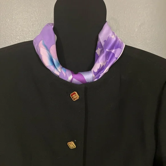 100% silk scarf purple floral NWOT - Picture 3 of 5